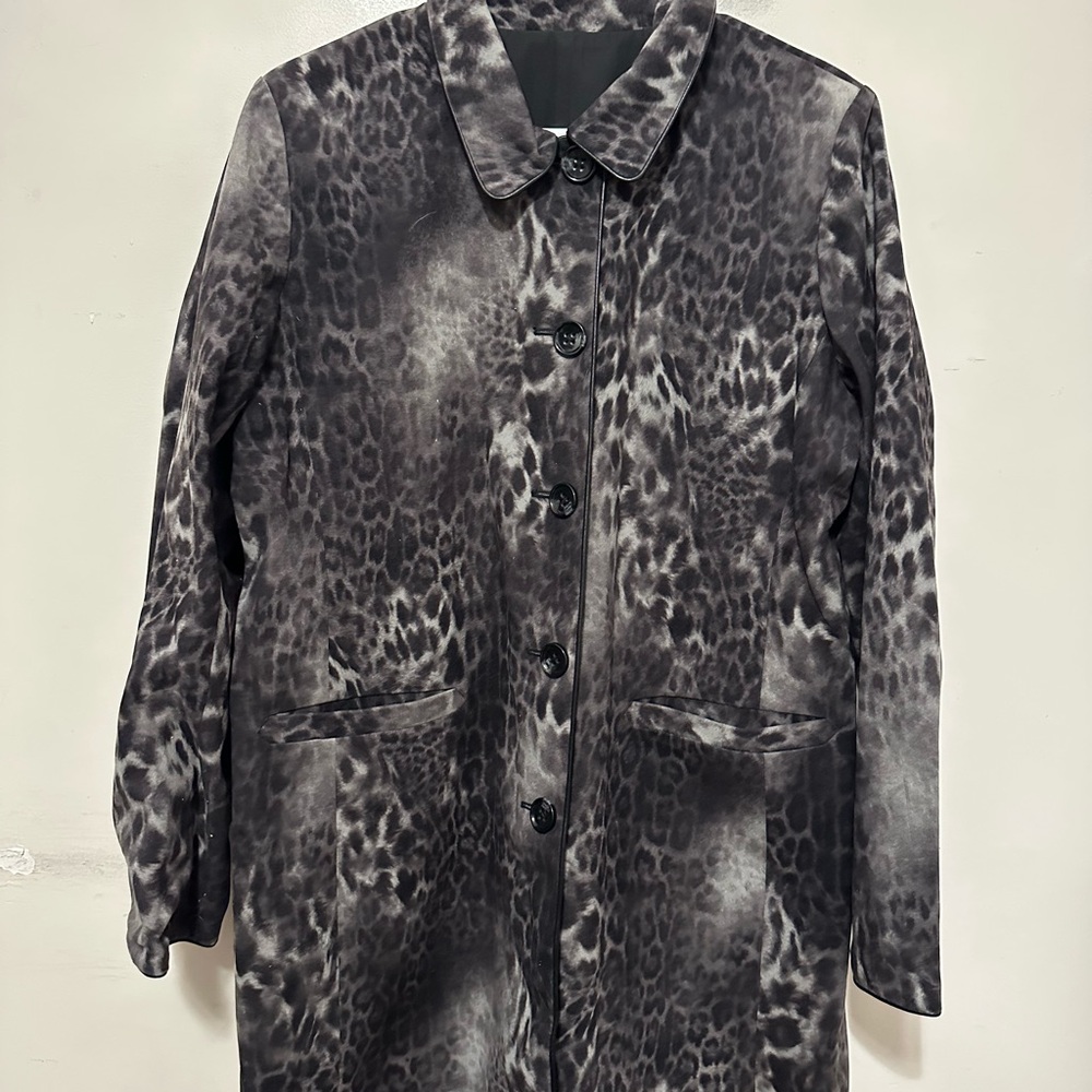 Jane Post Gray Animal Print Coat Women’s Size Large Outerwear